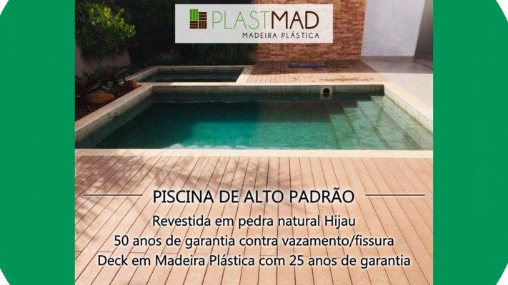 Piscina de Alto Padrão com Pedra Hijau + Deck em Madeira Ecológica